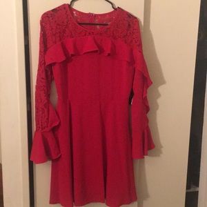 Lulus red lace dress.